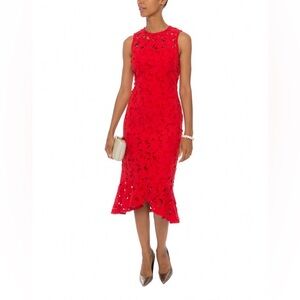 Shoshanna Red Lace Midi Dress